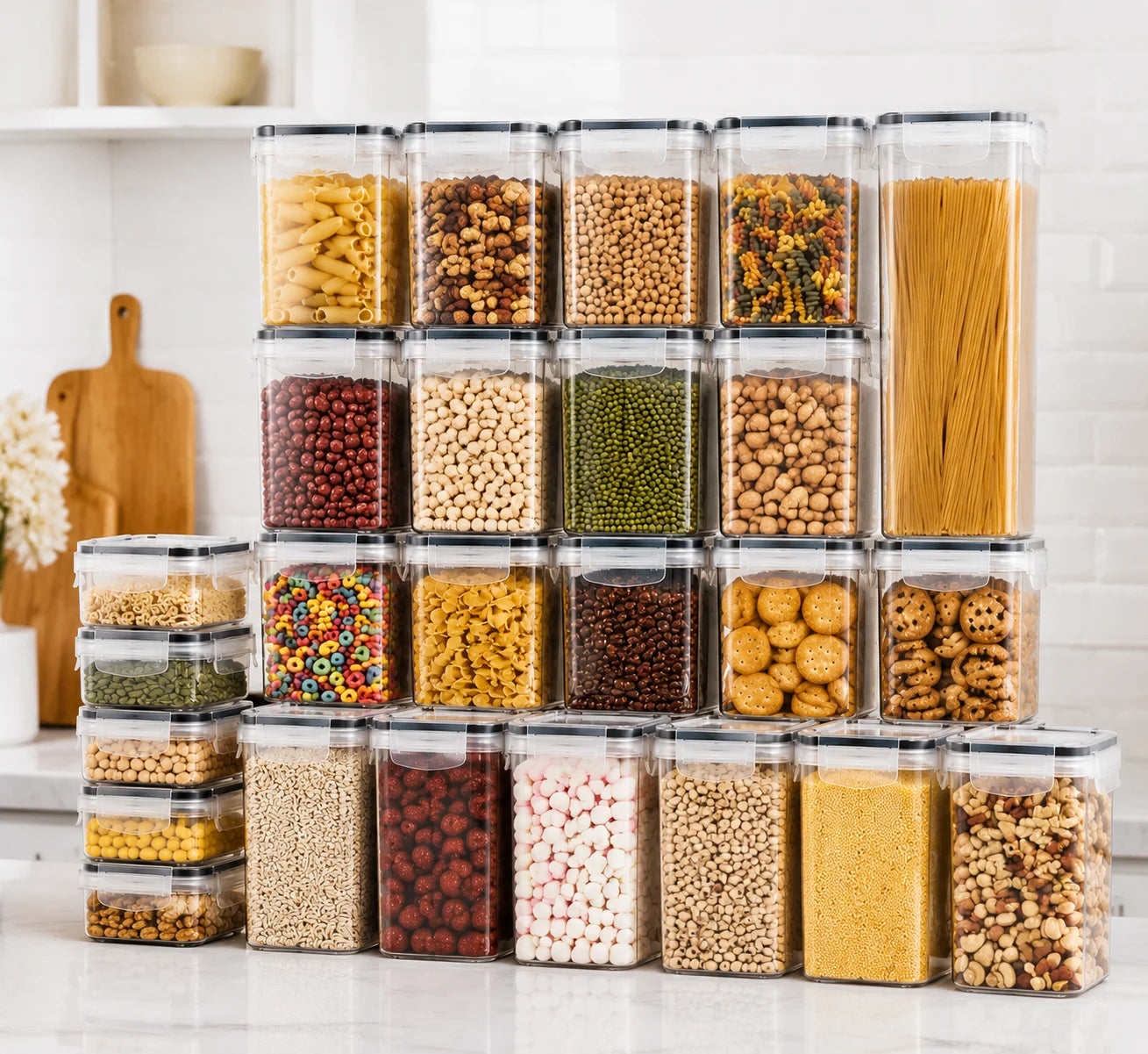 24 Piece BPA Free Food Storage Containers Airtight Chalkboard Labels