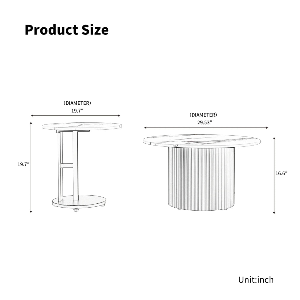 Contemporary Nesting Coffee Table Set With Faux Marble Top