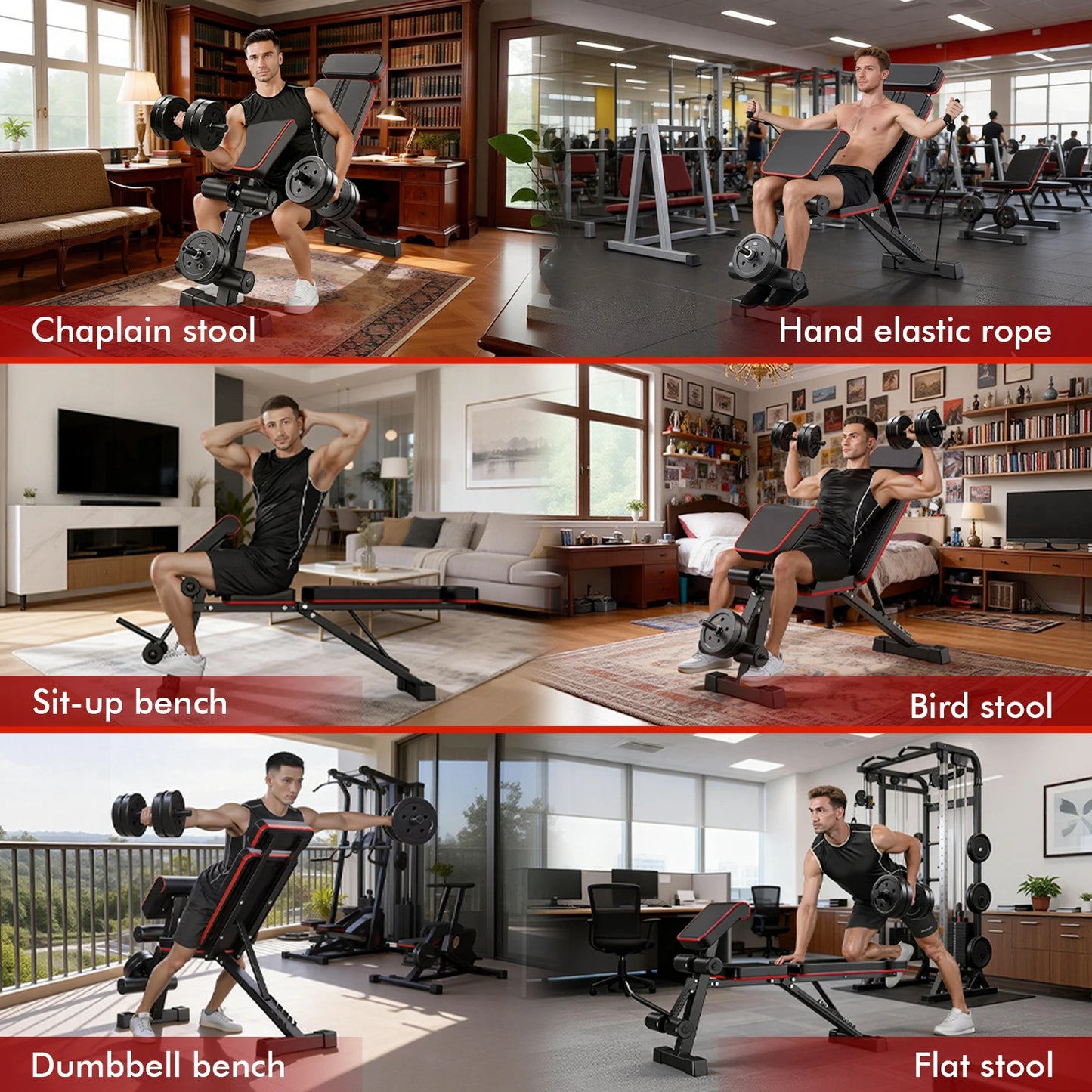 7-Level Foldable Weight Bench With Extended Headrest And Leg Extension