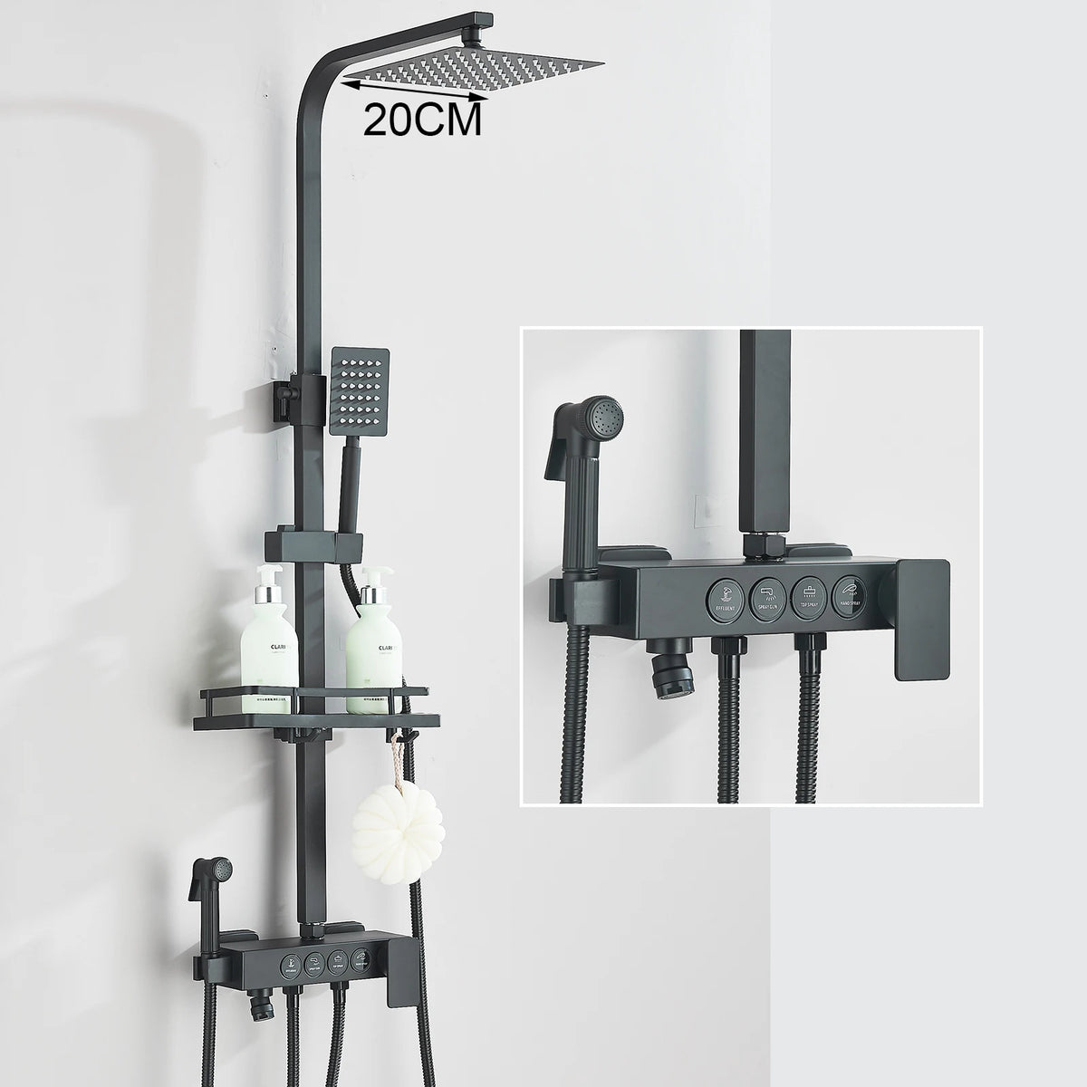 Fmhjfisd Brass Rainfall Shower Faucet Set With Liftable Bathtub Mixer