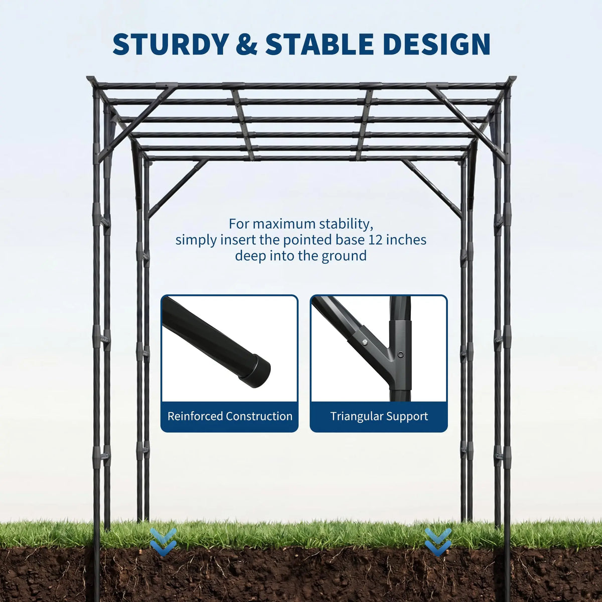 HiMiss Metal Garden Arch Trellis For Outdoor Climbing Plants
