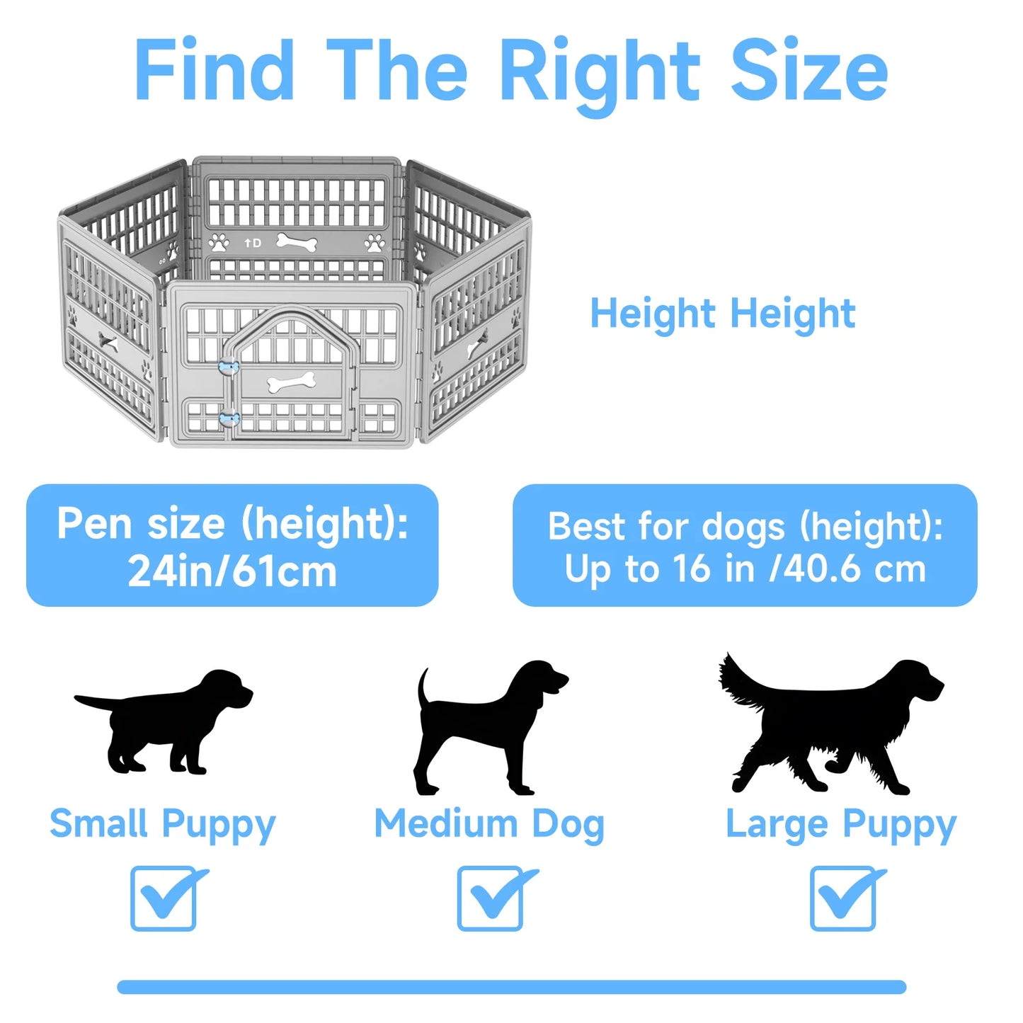 Foldable Six-Panel Hexagonal Plastic Dog Playpen With Door