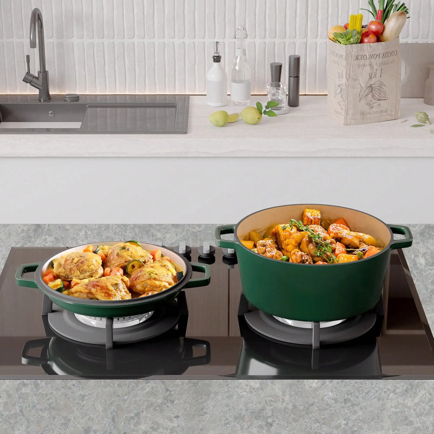 2-In-1 Enameled Cast Iron Dutch Oven With Frying Pan Lid