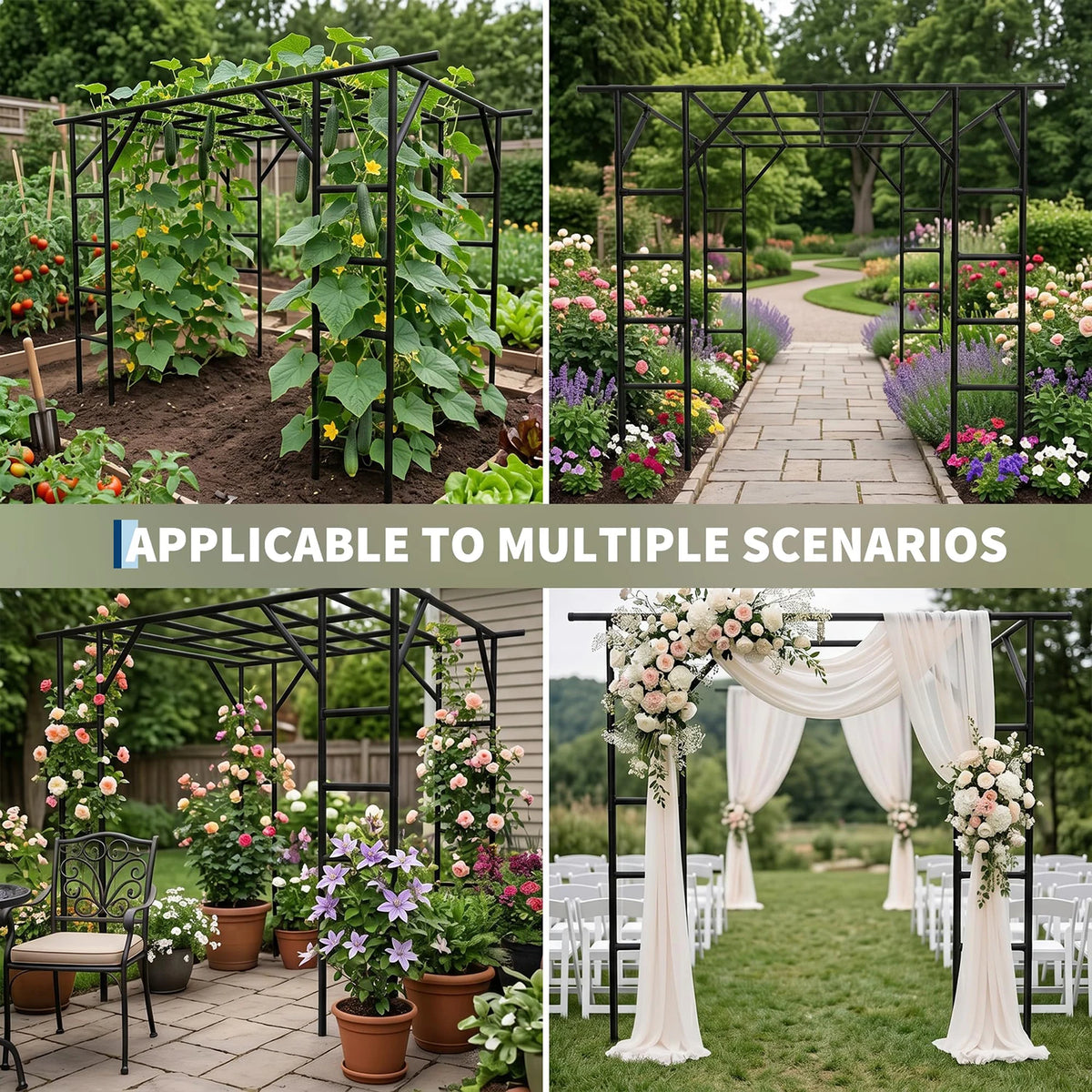 HiMISS Heavy Metal Garden Arch Plant Trellis For Climbing Vines
