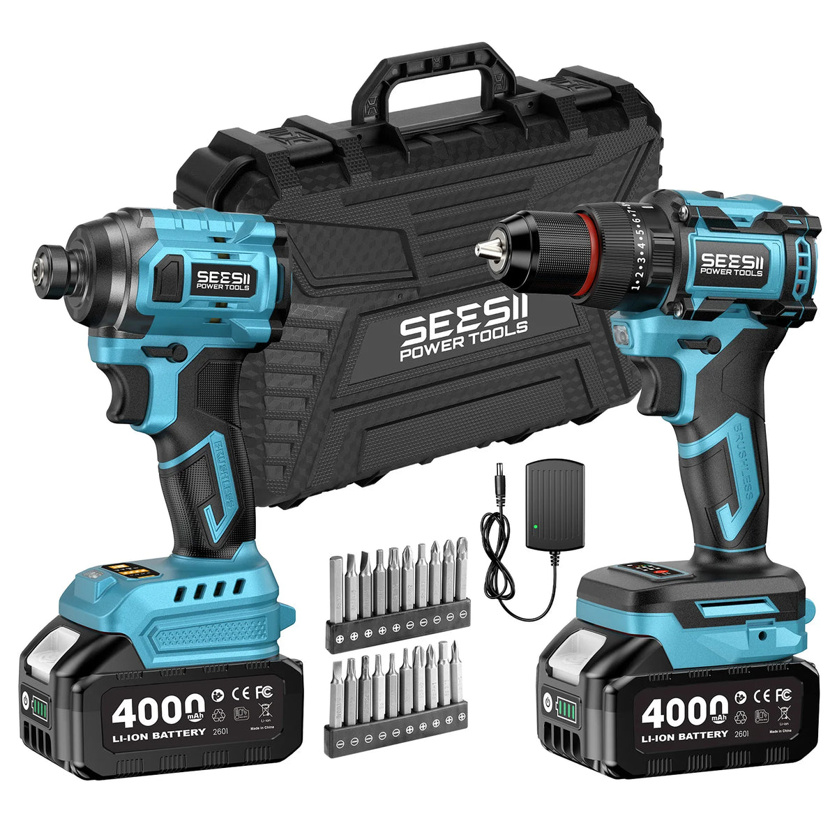 Seesii Cordless Brushless Drill And Impact Driver Combo