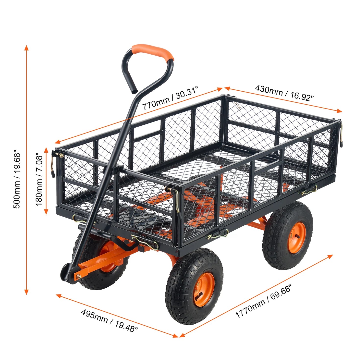 SucceBuy Garden Cart Sturdy Metal Utility Wagon 400 880 Capacity