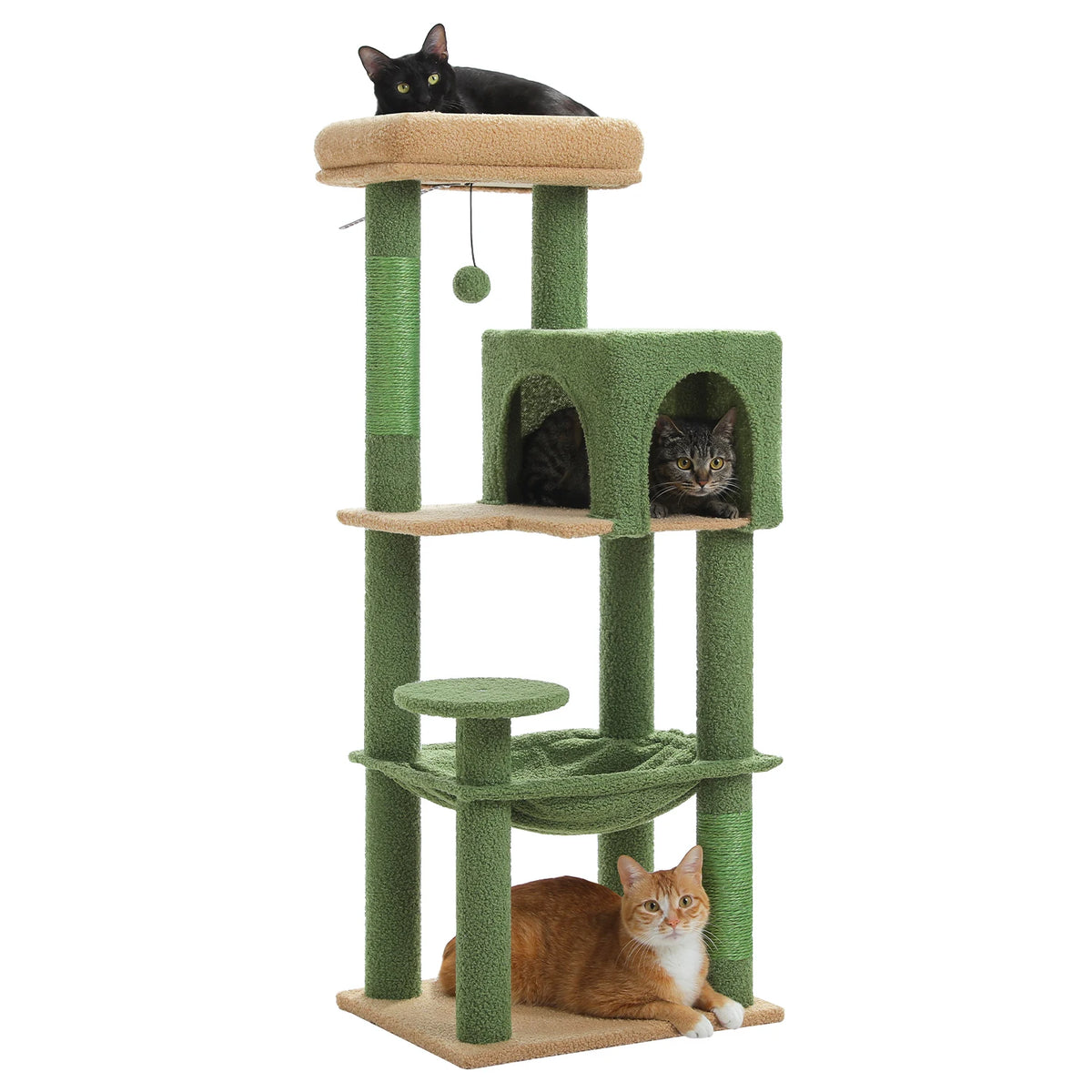 PEQULTI Multi Tier Cat Tree With Scratching Posts And Hammock