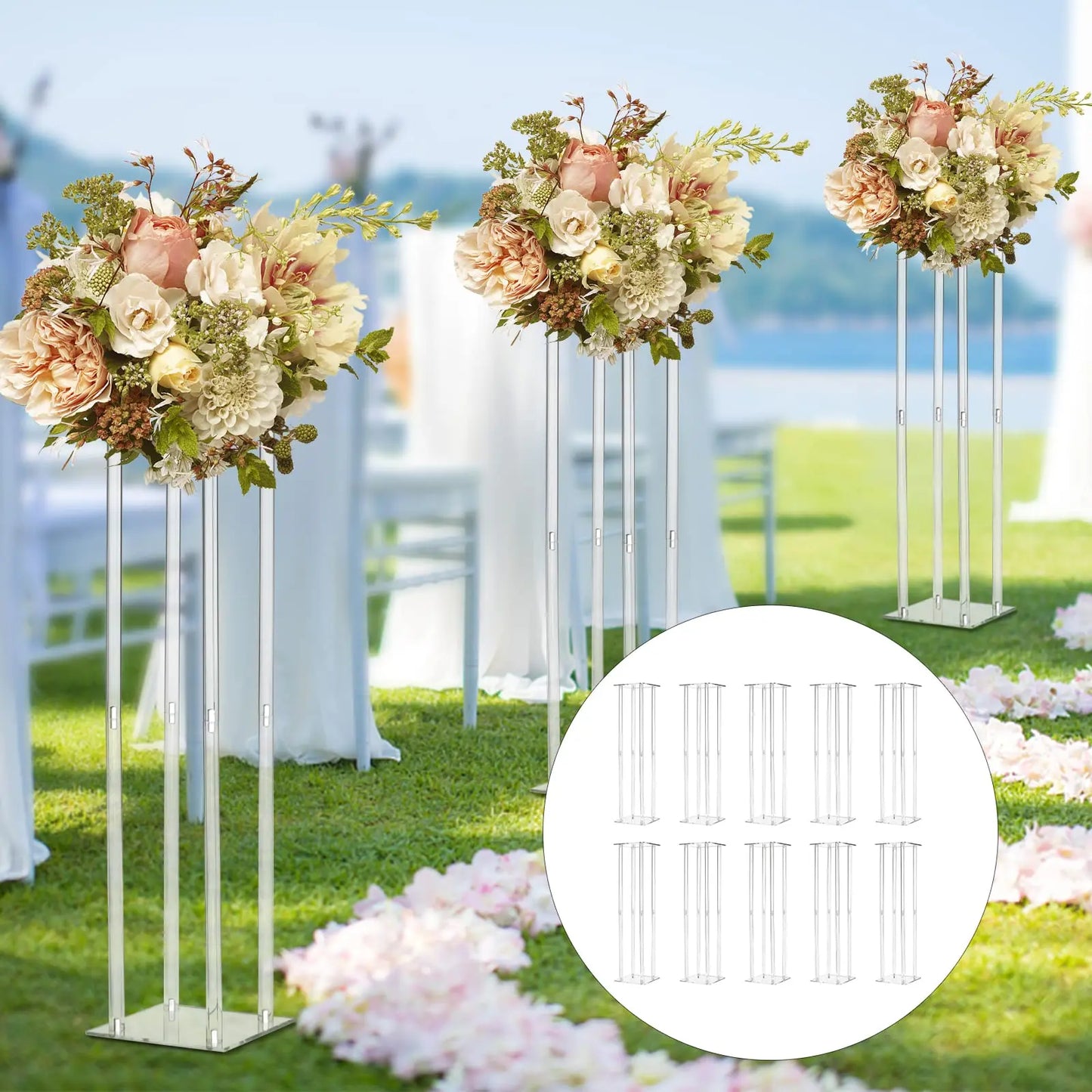 Acrylic Vase Column Stand 31.5 Inch Tall Centerpiece for Weddings
