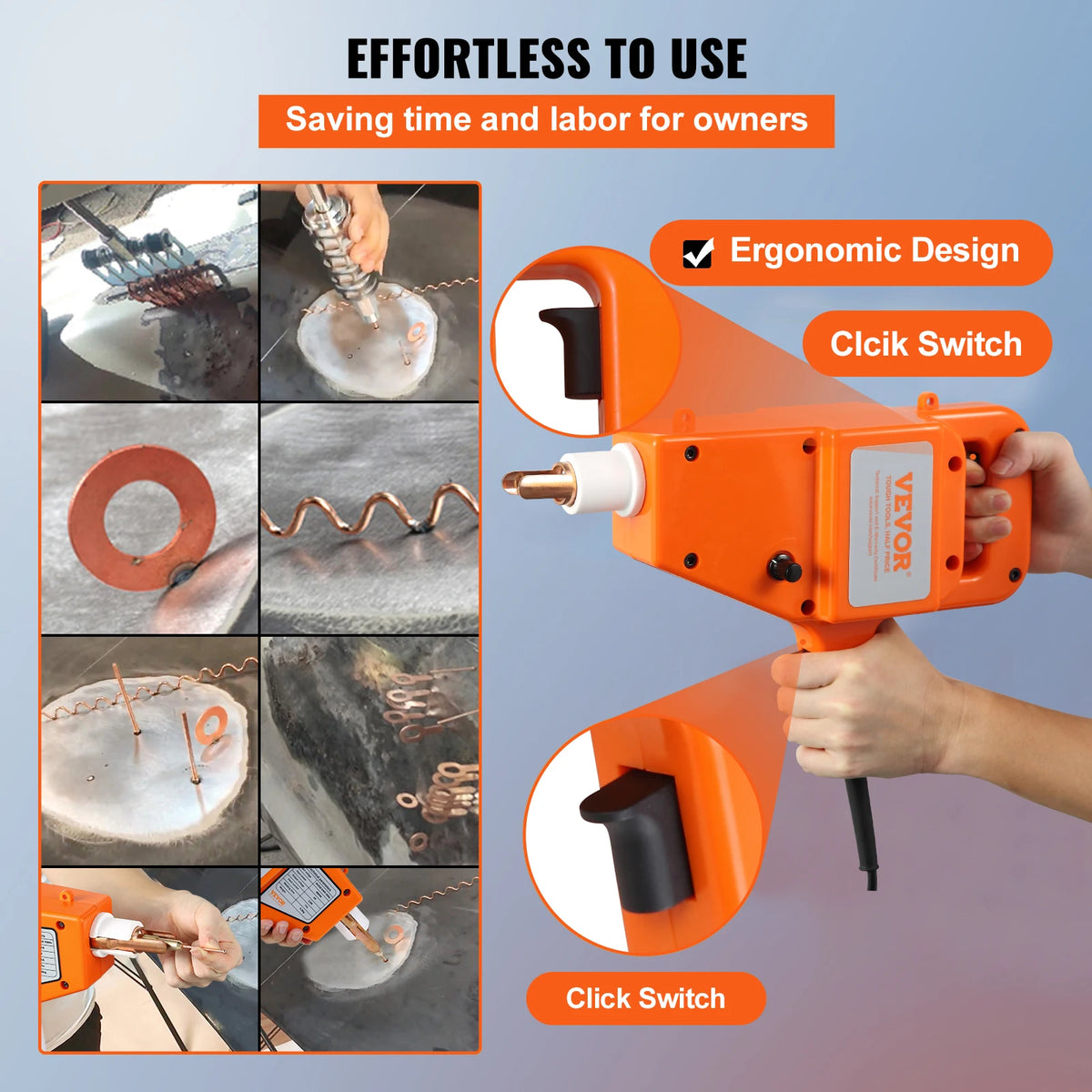 Handheld 800VA Stud Welder Dent Puller Auto Body Repair Kit