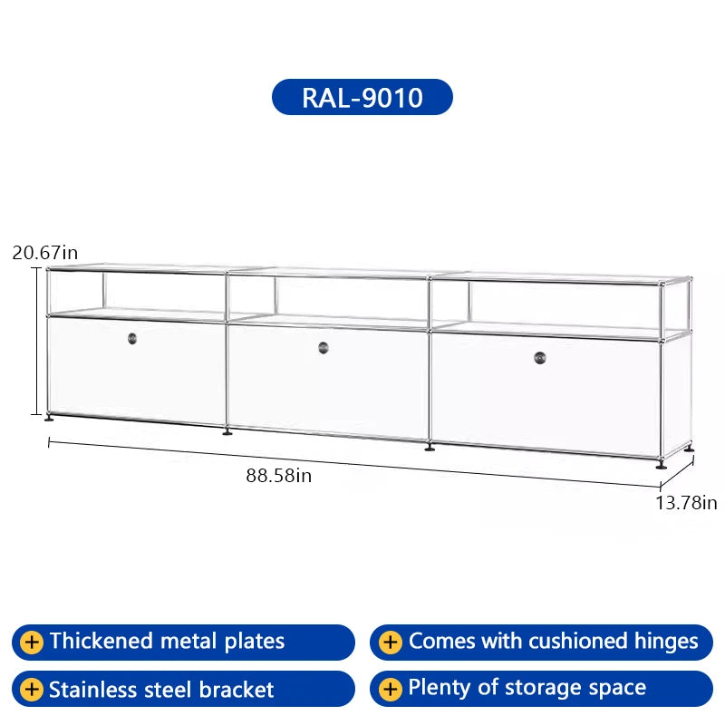 Bigcityfur Modern Stainless Steel TV Stand With Corner Cabinet