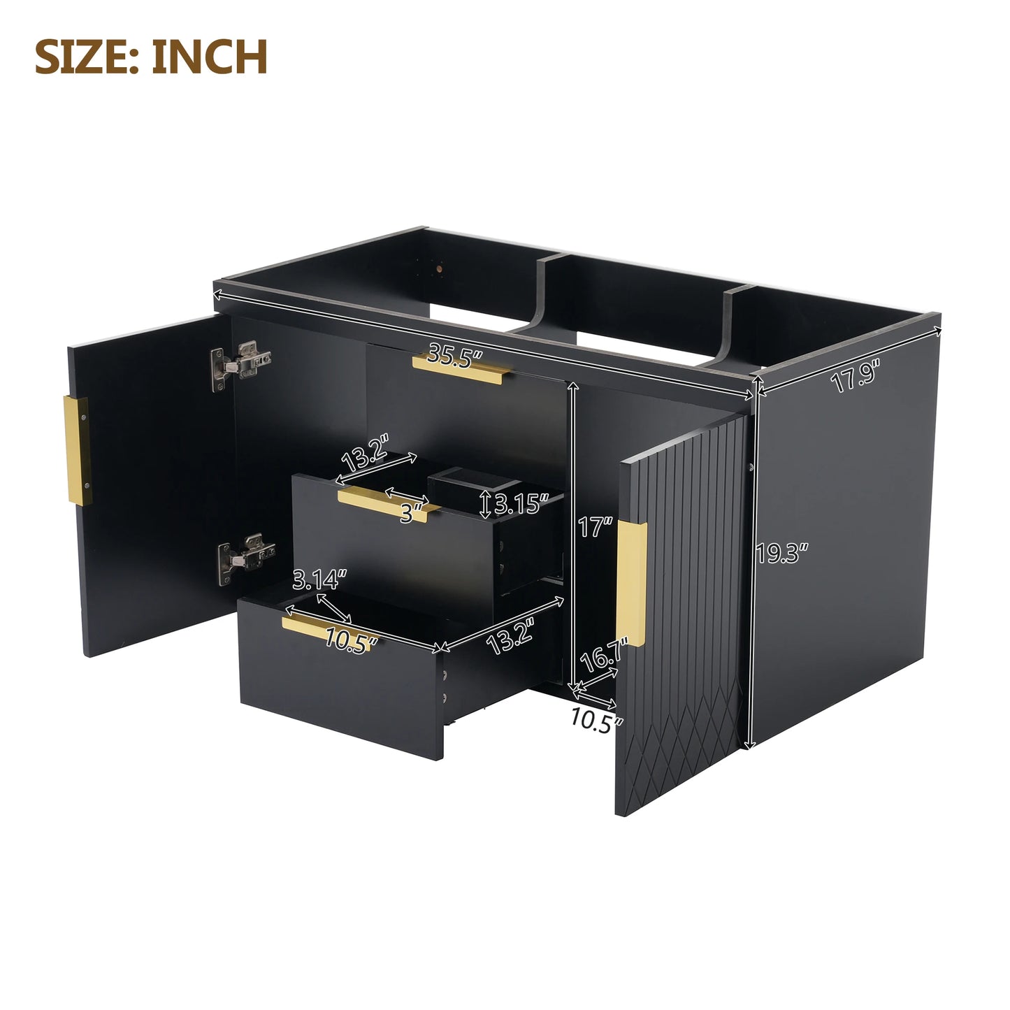 Wall Mounted Bathroom Vanity Without Sink With Two Drawers