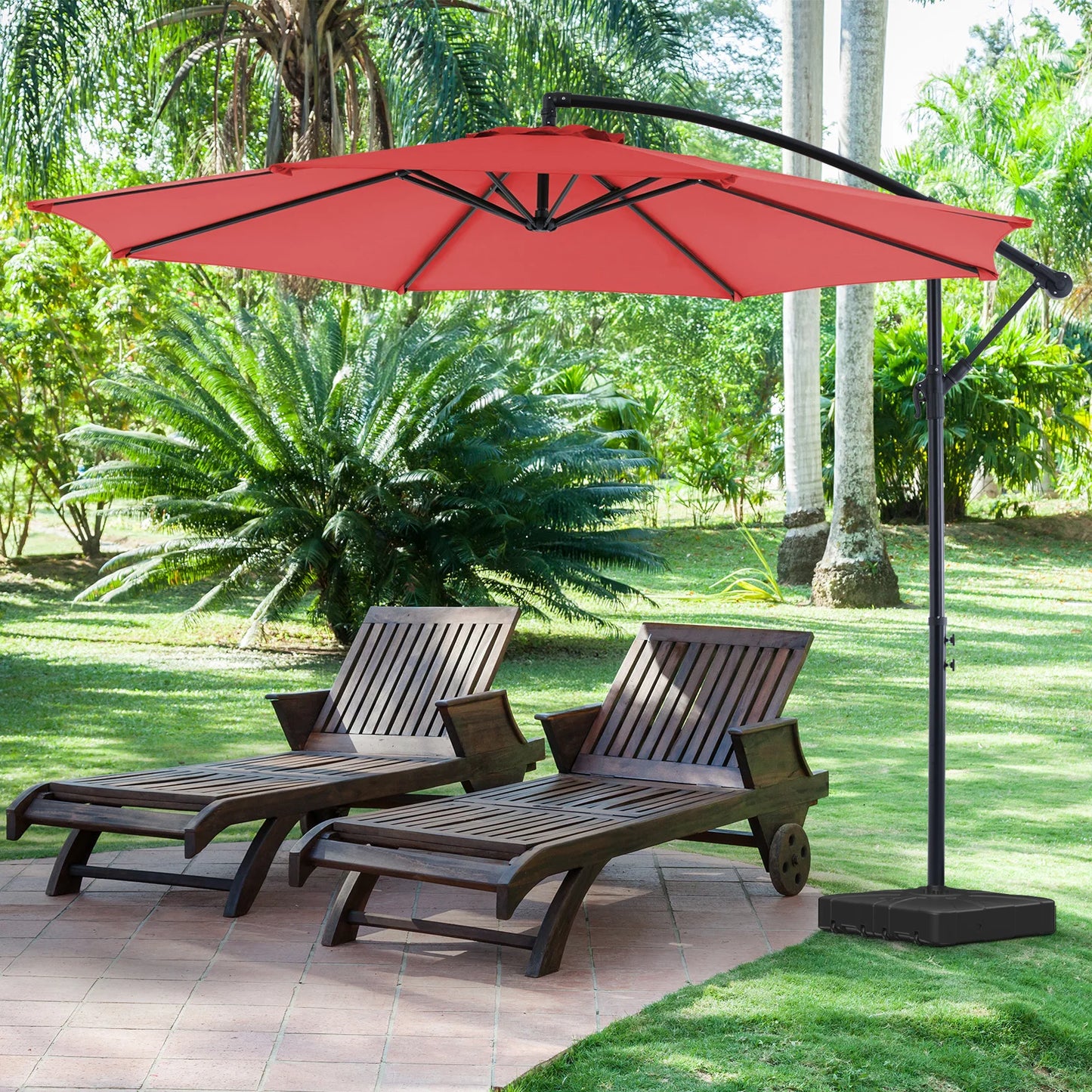 JHK Cantilever Outdoor Umbrella With Easy Tilt Adjustment UV Protection
