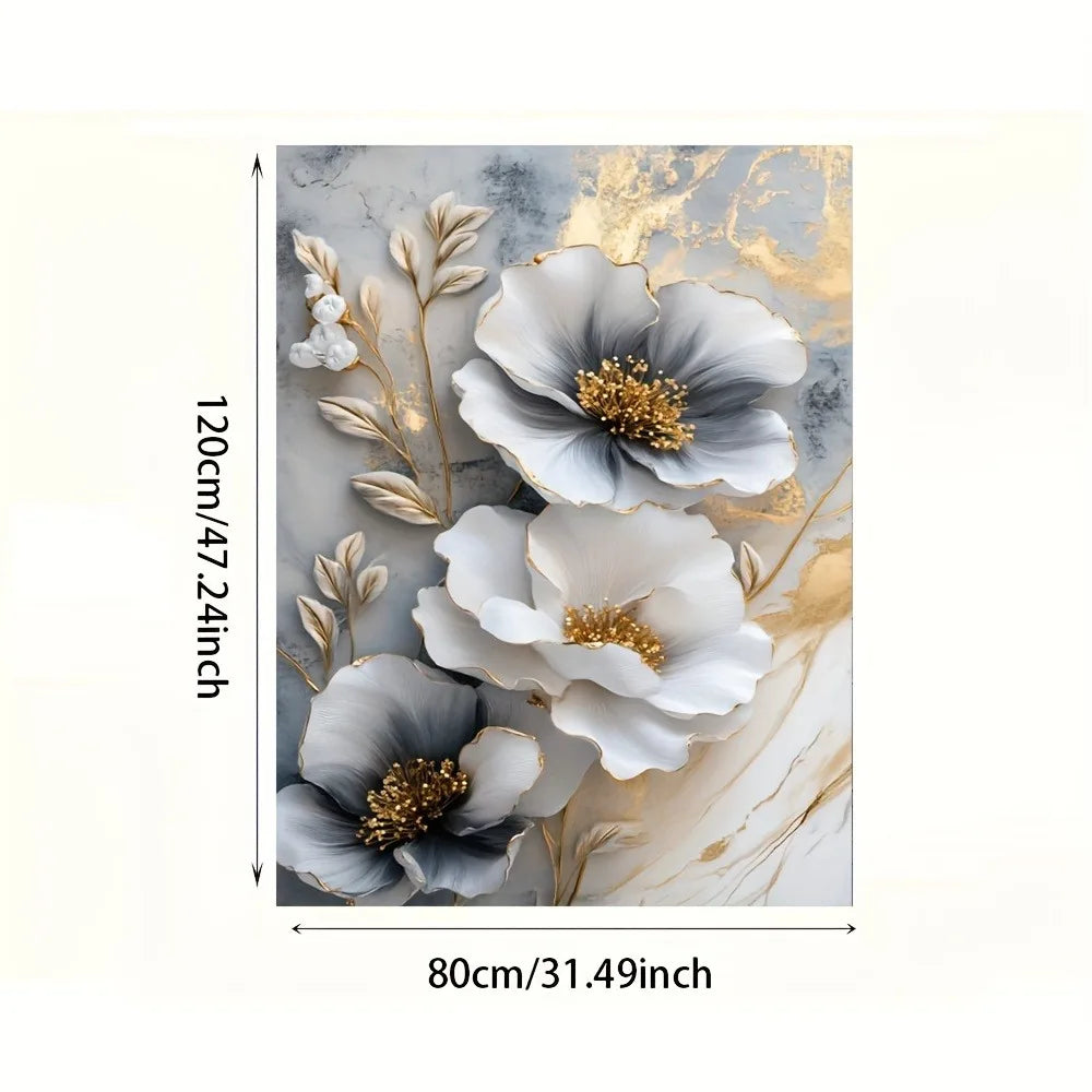 Modern Floral Canvas Mural Framed 3D Flower Painting