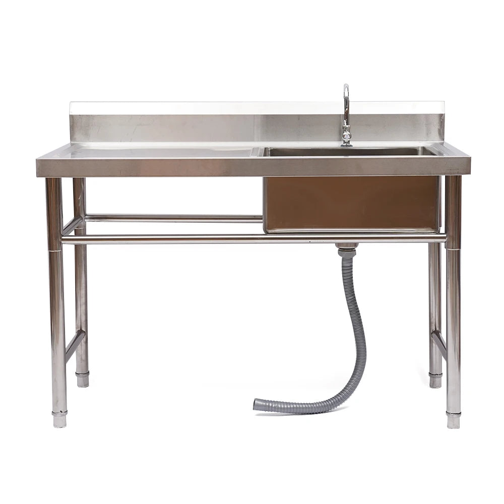 Stainless Steel Prep Sink Single Bowl With Faucet And Drainboard