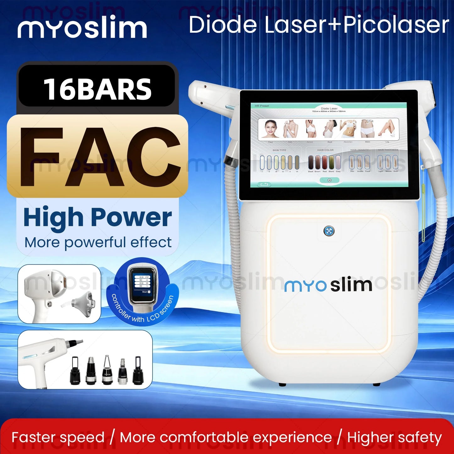 MYOSLIM Professional 2 In 1 Diode Pico Device Hair Removal