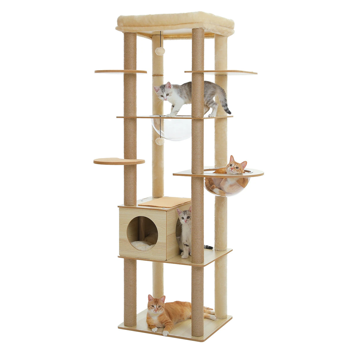 PAWZ Multi-Level Cat Tree With Scratching Posts And Hammock
