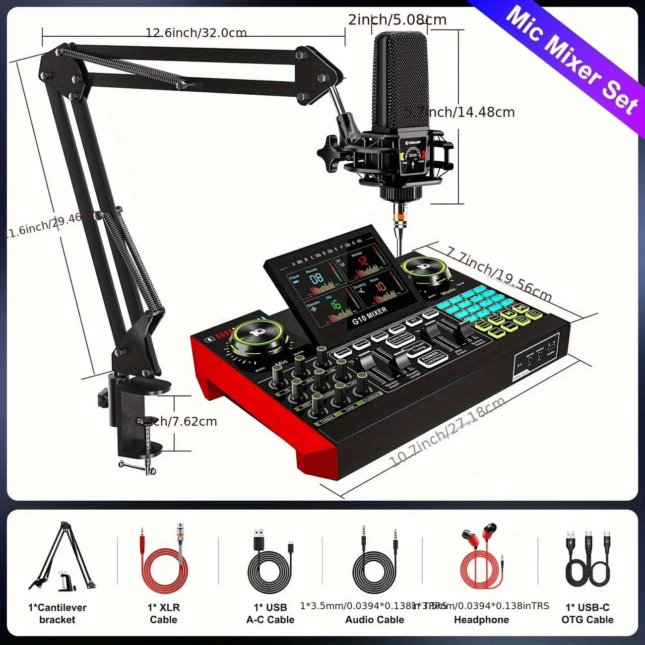 Tenlamp G10 Professional Microphone Bundle With Voice Changer And Reverb