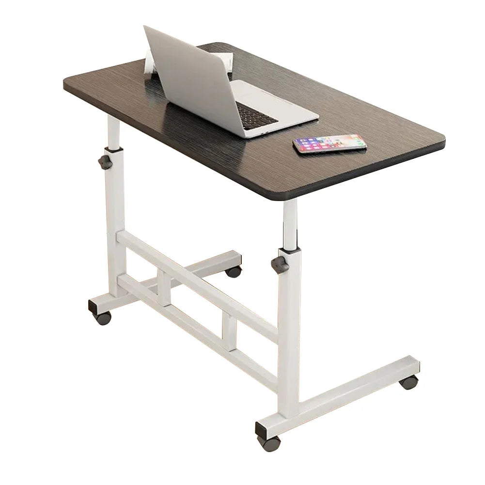 Adjustable Height Mobile Computer Desk With Wheels And Metal Frame