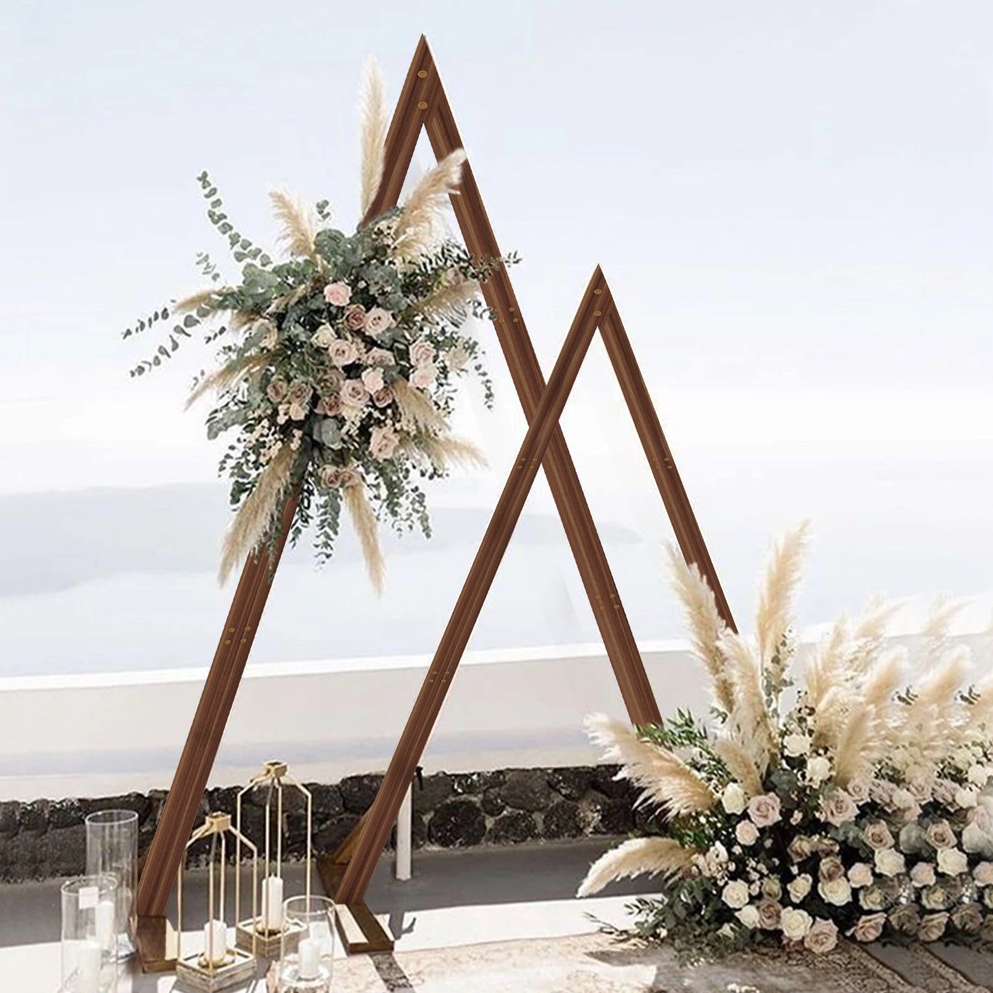 Two Pack Wooden Wedding Arch Stand For Outdoor Ceremonies