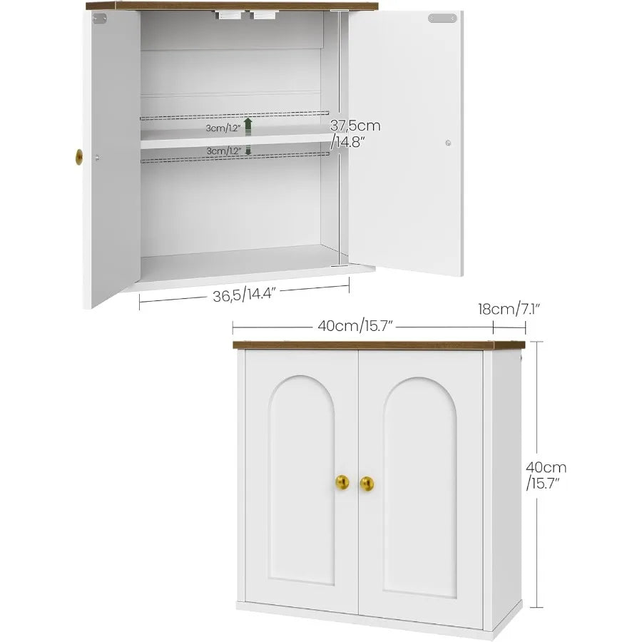 XIUWO Bathroom Wall Cabinet With Adjustable Shelves Farmhouse Style