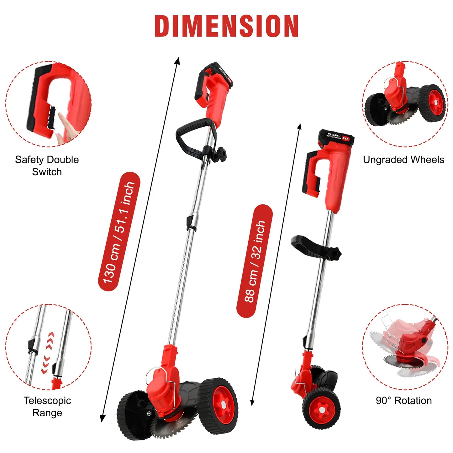 21V Cordless Weed Wacker 3 In 1 Trimmer Edger System