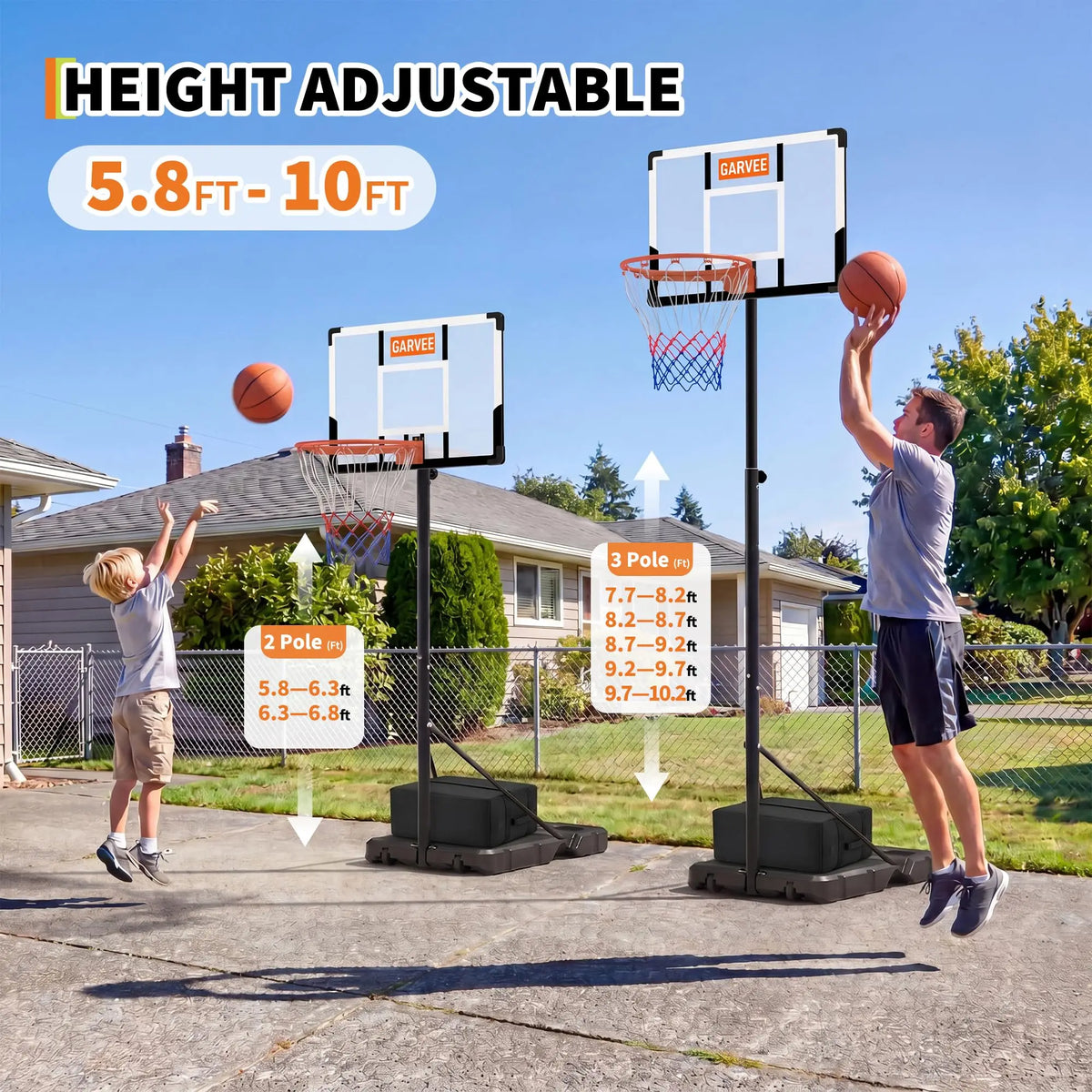 Himiss Portable Adjustable Basketball Hoop With Backboard And Wheels