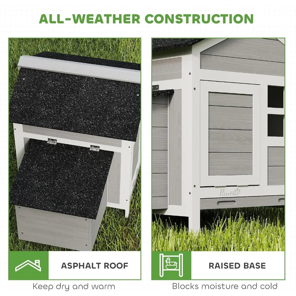 Outdoor Weatherproof Wooden Chicken Coop With Nesting Box And Tray