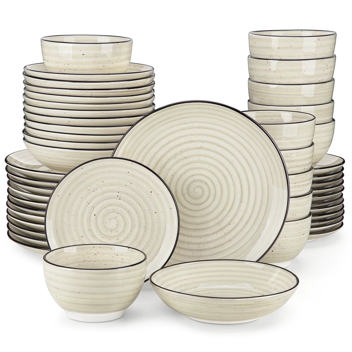 MALACASA Bonbon Handpainted Spiral Ceramic Dinnerware Set
