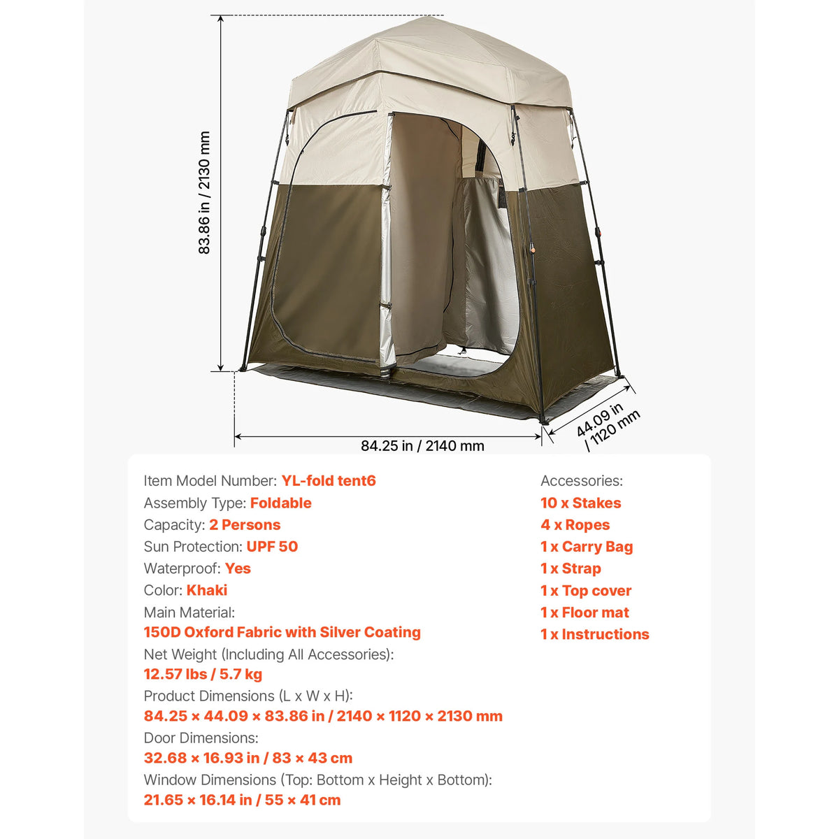 SucceBuy Double Layer Camping Privacy Shower Tent Outdoor Portable