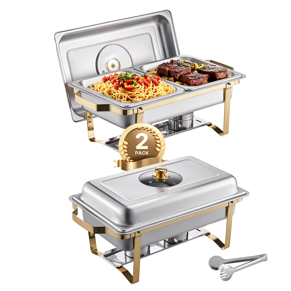 SucceBuy Stainless Steel Chafing Dish Buffet Set With Catering Pans