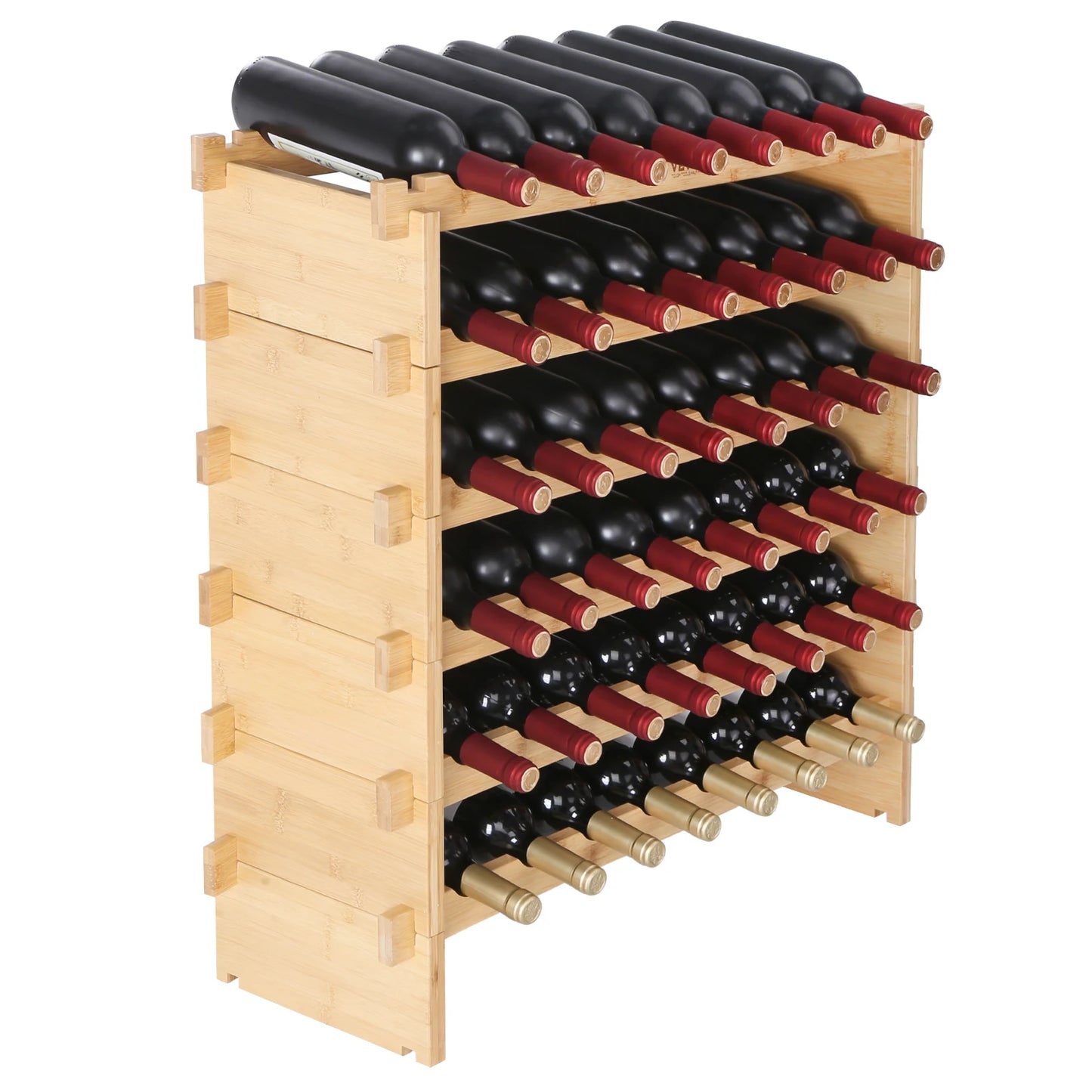 SucceBuy 8 Tier Stackable Bamboo Wine Rack Free Standing Shelf
