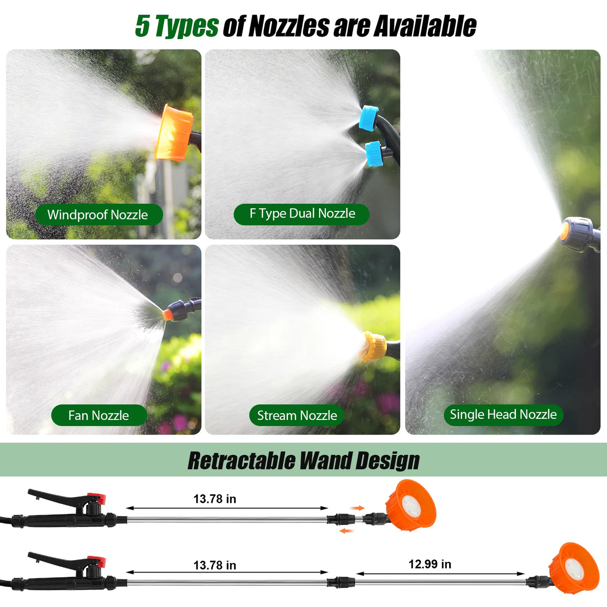 Rechargeable Electric Backpack Sprayer With Telescopic Wand For Garden Use