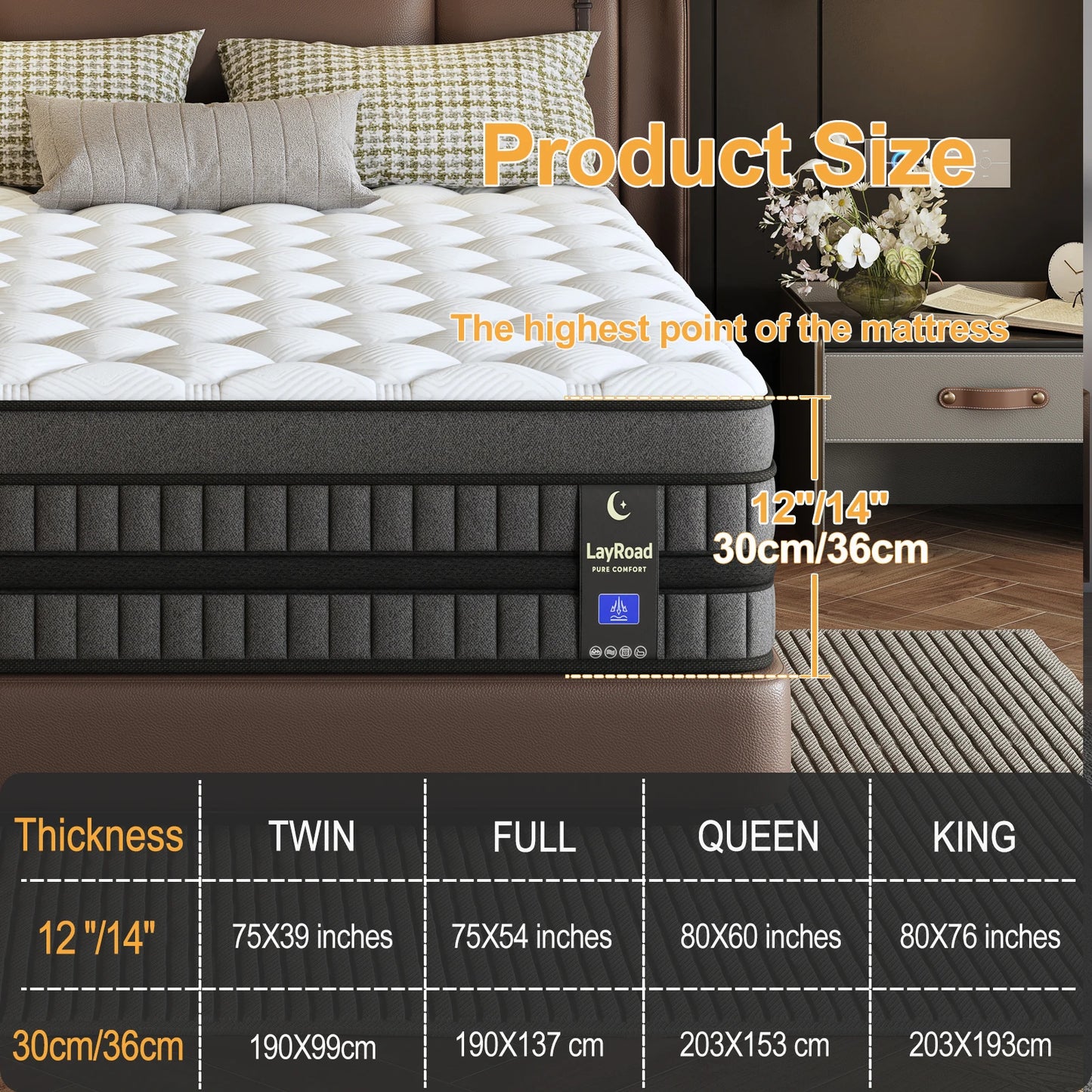 Ergonomic Hybrid Mattress With Cooling And Motion Isolation CertiPUR-US