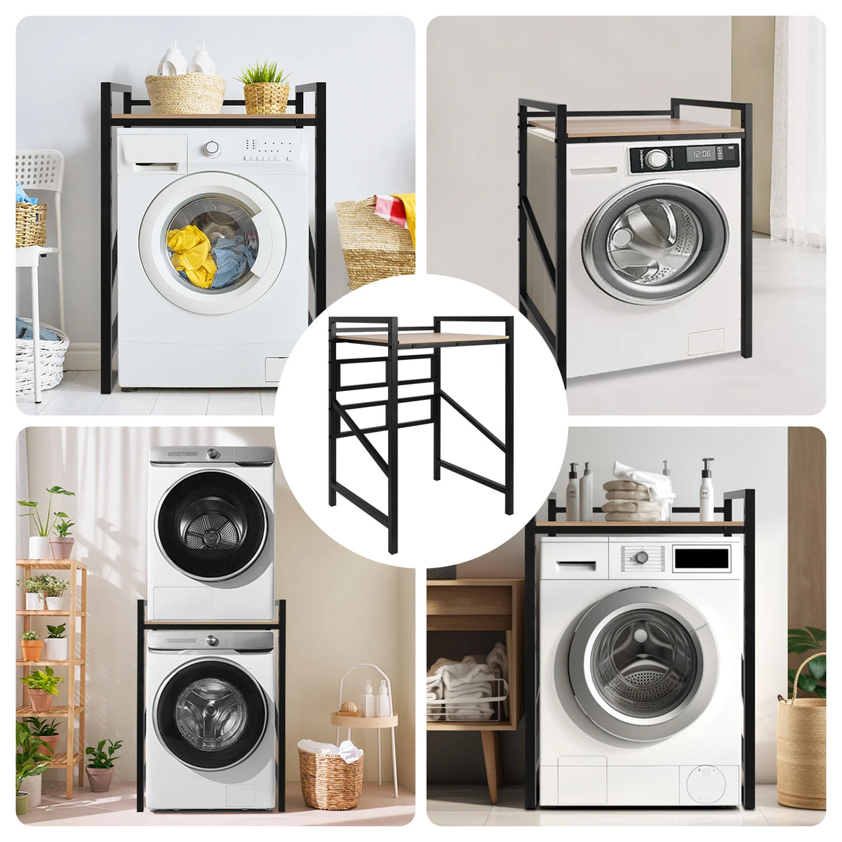 Heavy Duty Metal Double Tier Washer And Dryer Storage Stand