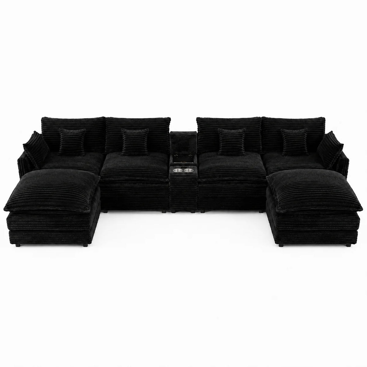 European Corduroy Modular Sofa Sectional With Console And Table