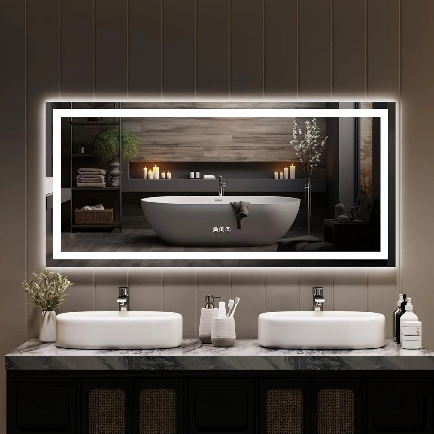 TWISTER.CK LED Bathroom Mirror With Memory And Dimmable Backlit