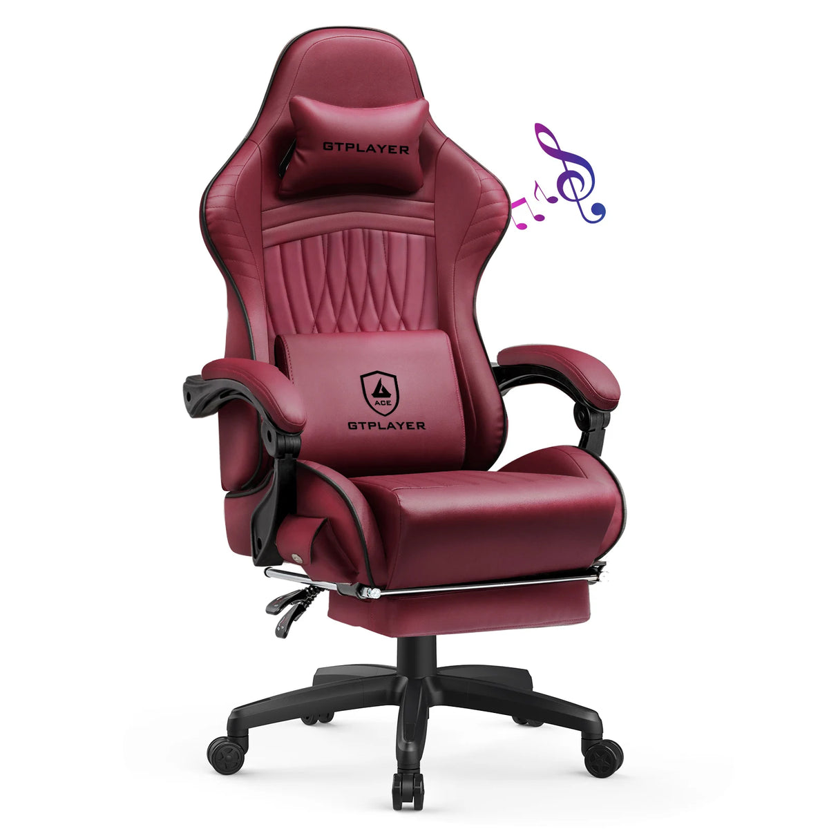 GTPLAYER Ergonomic Gaming Chair With Adjustable Footrest And Speakers