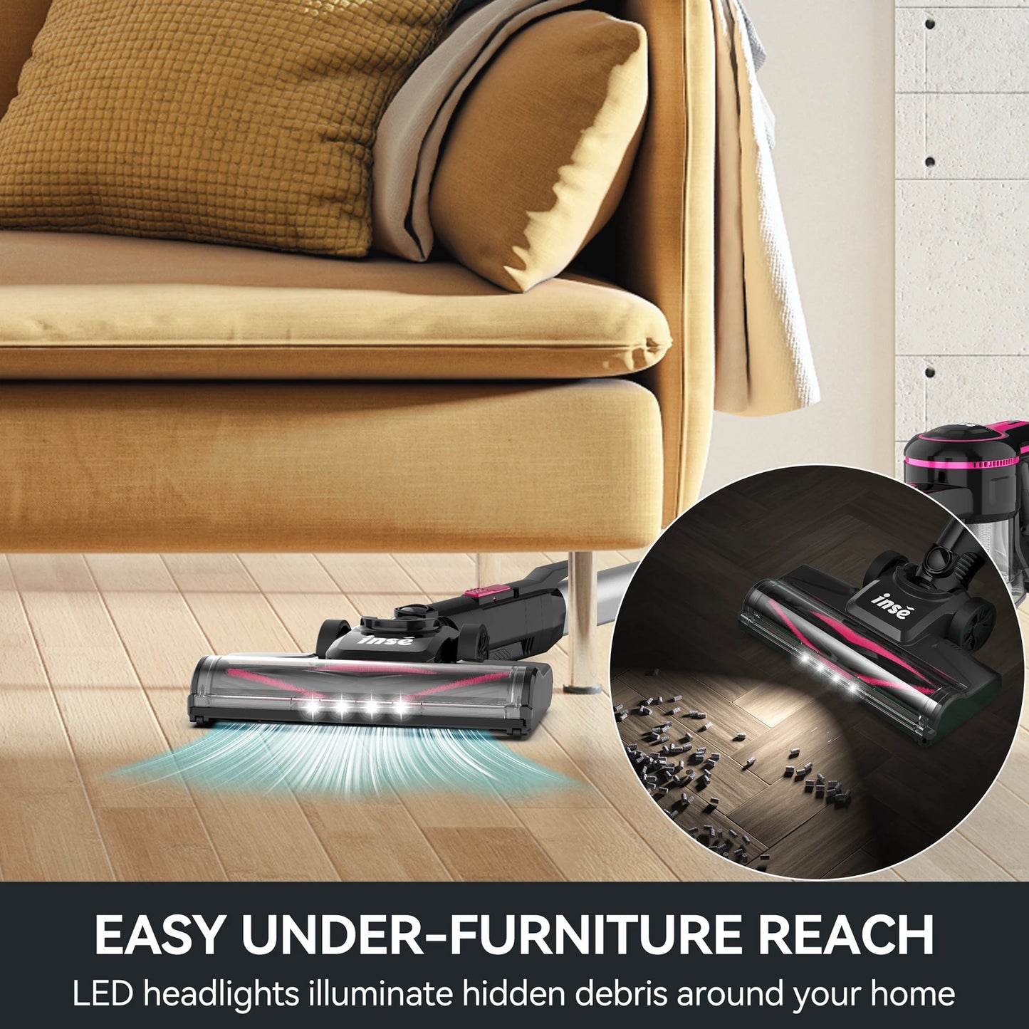 INSE N5T Cordless Vacuum Cleaner 25KPa Suction Six In One