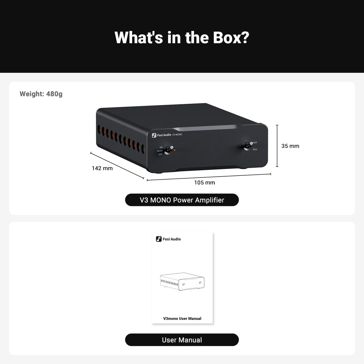 Fosi Audio V3 Mono Power Amplifier 240W TPA3255 Class D