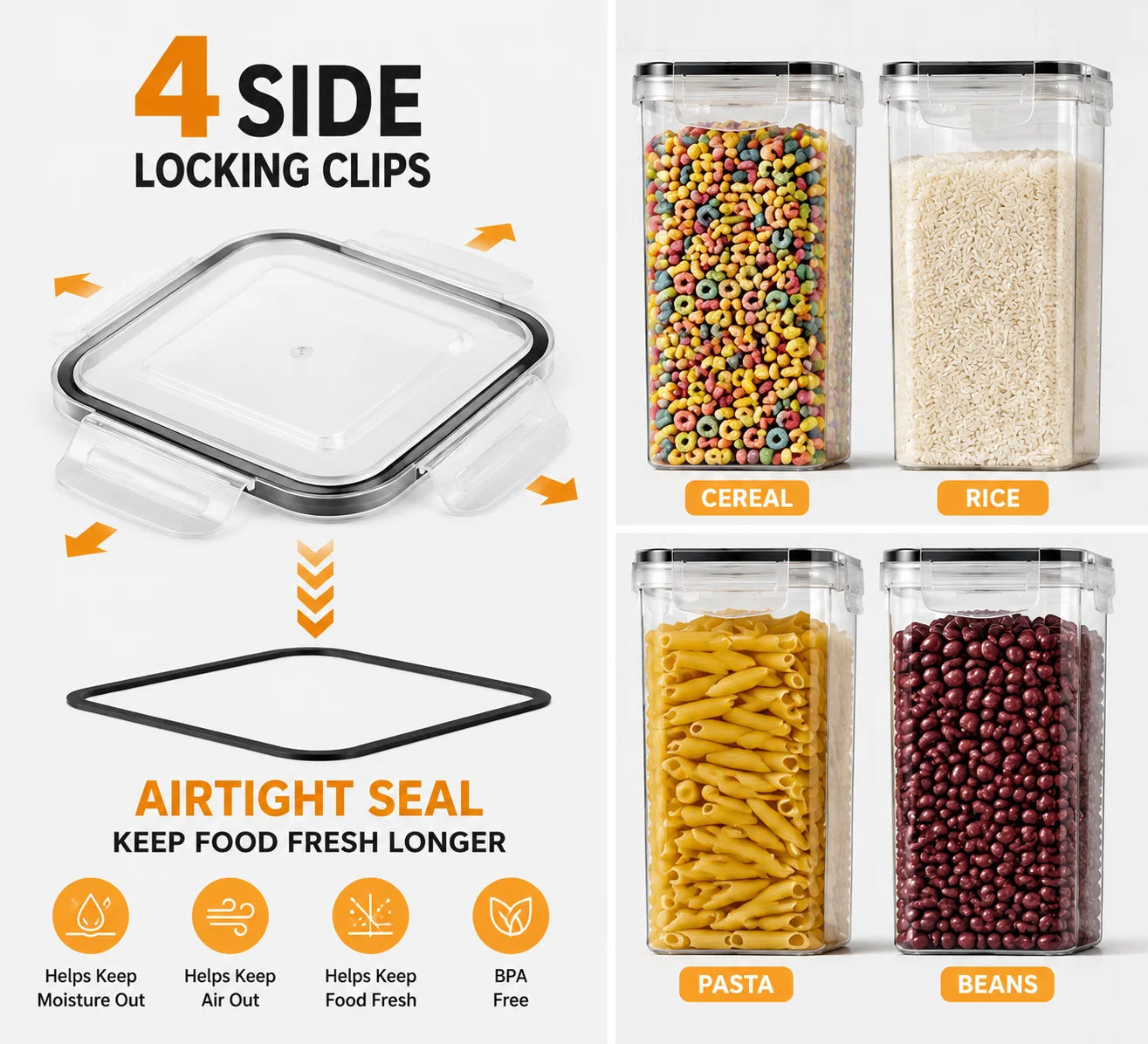 24 Piece BPA Free Food Storage Containers Airtight Chalkboard Labels