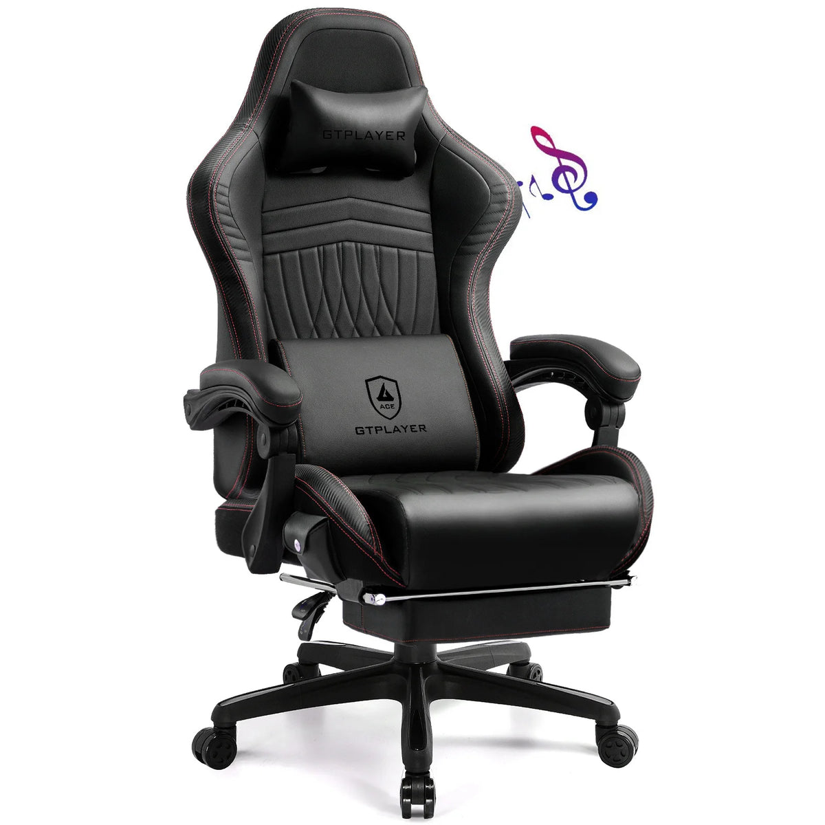 GTPLAYER Ergonomic Gaming Chair With Adjustable Footrest And Speakers