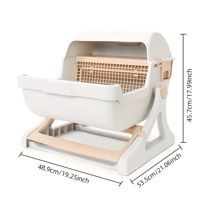 Cat Litter Box With Leak-Proof Odor-Proof Durable Removable Grid