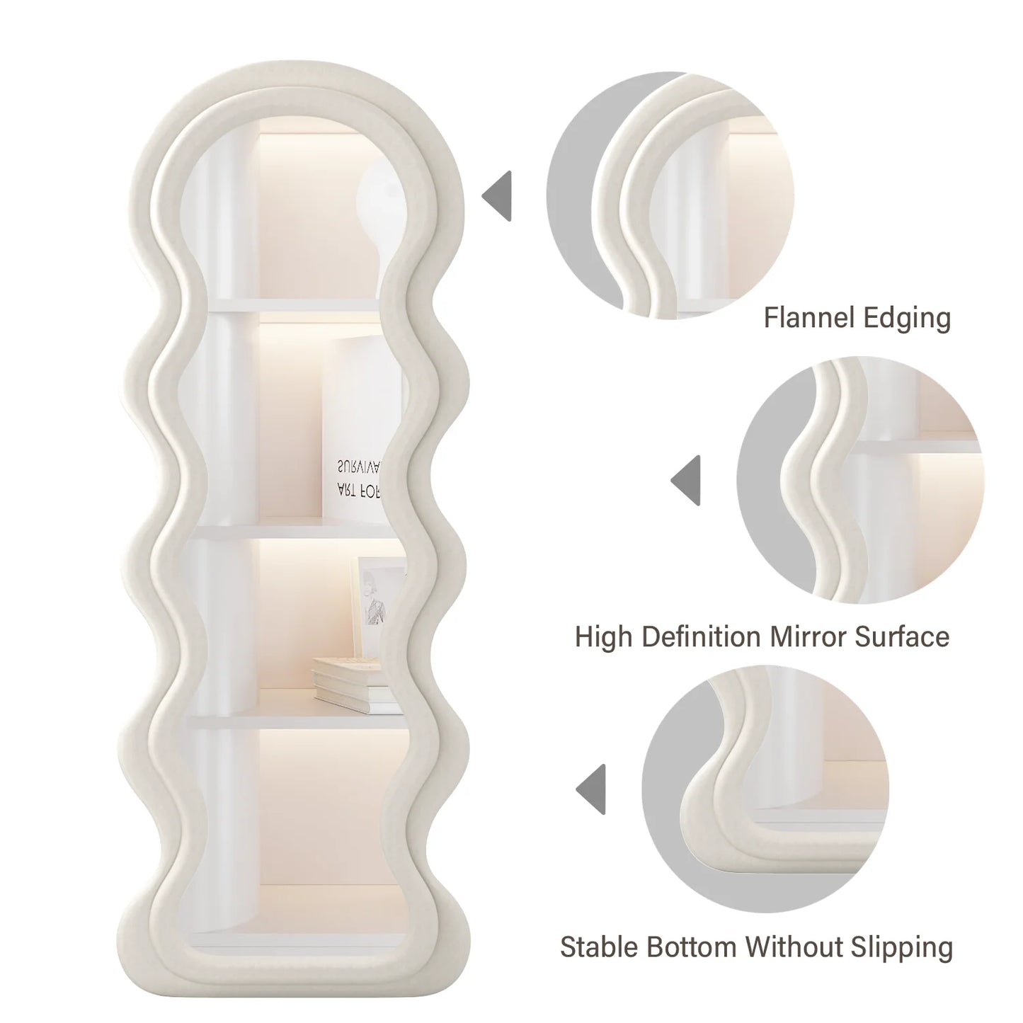 Tall Floor Mirror Irregular Wavy Framed Standing Mirror