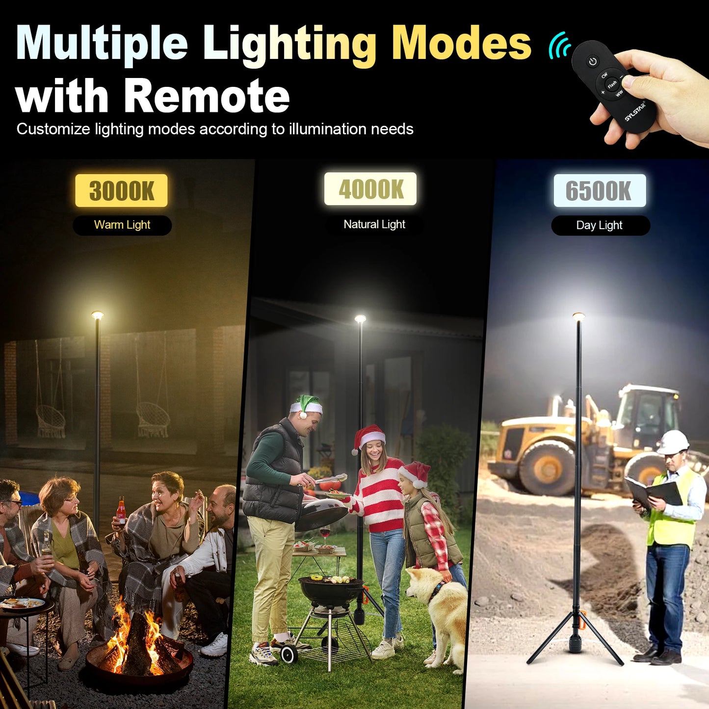 360 Degree Rechargeable Work Light With Remote Control 3000LM