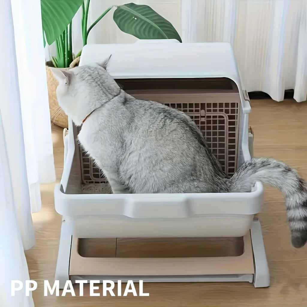 Cat Litter Box With Leak-Proof Odor-Proof Durable Removable Grid