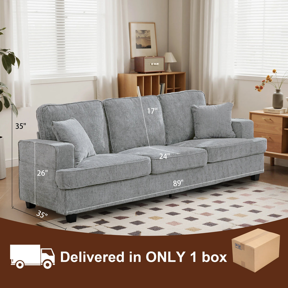 Modern Chenille Cloud Couch Sofa For Living Room Decor