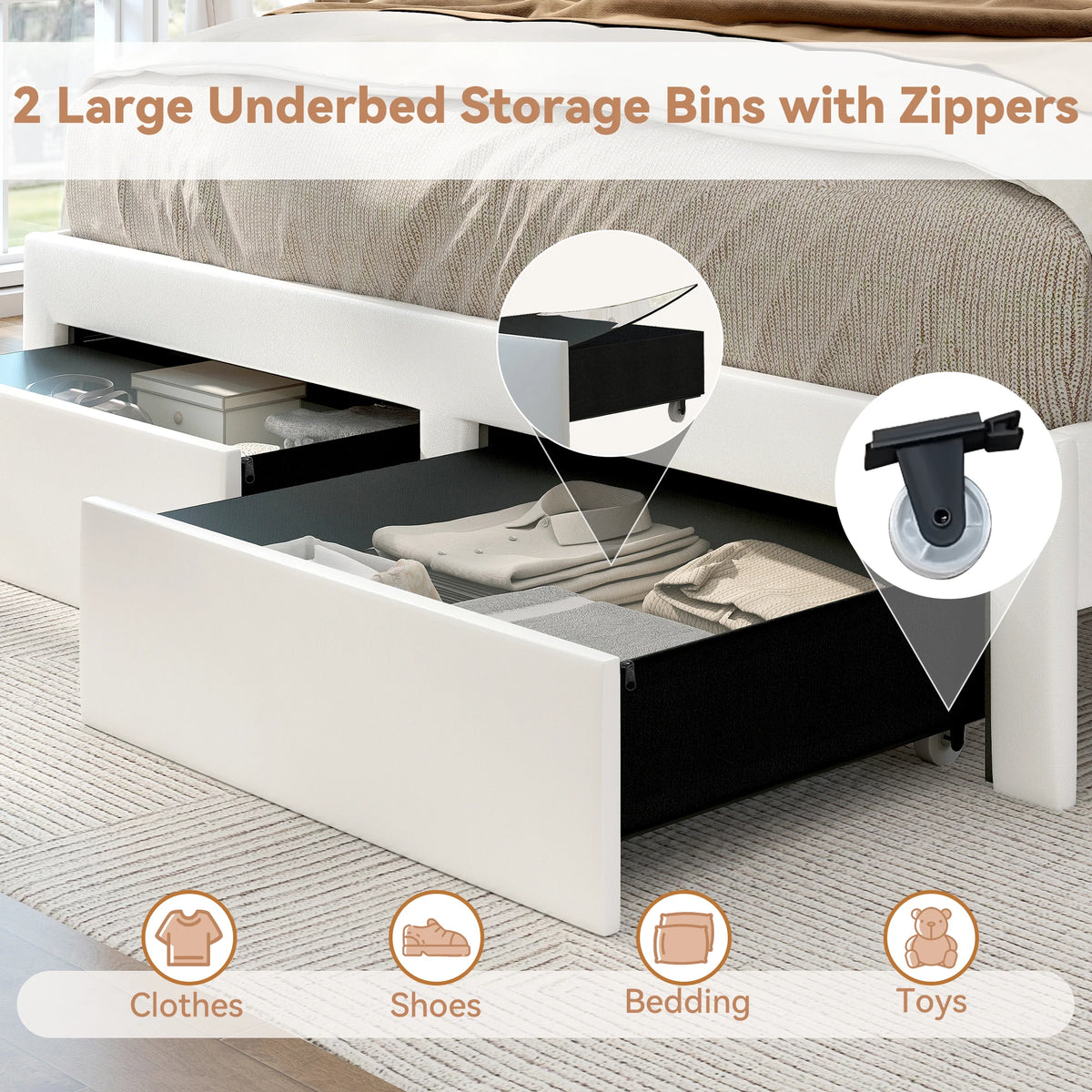 SIBEDS LED Platform Bed Frame Featuring Storage And Star Projector