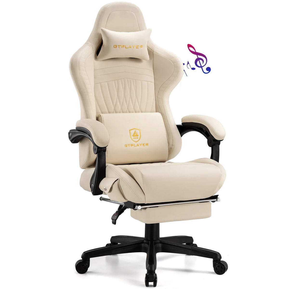 GTPLAYER Ergonomic Gaming Chair With Adjustable Footrest And Speakers