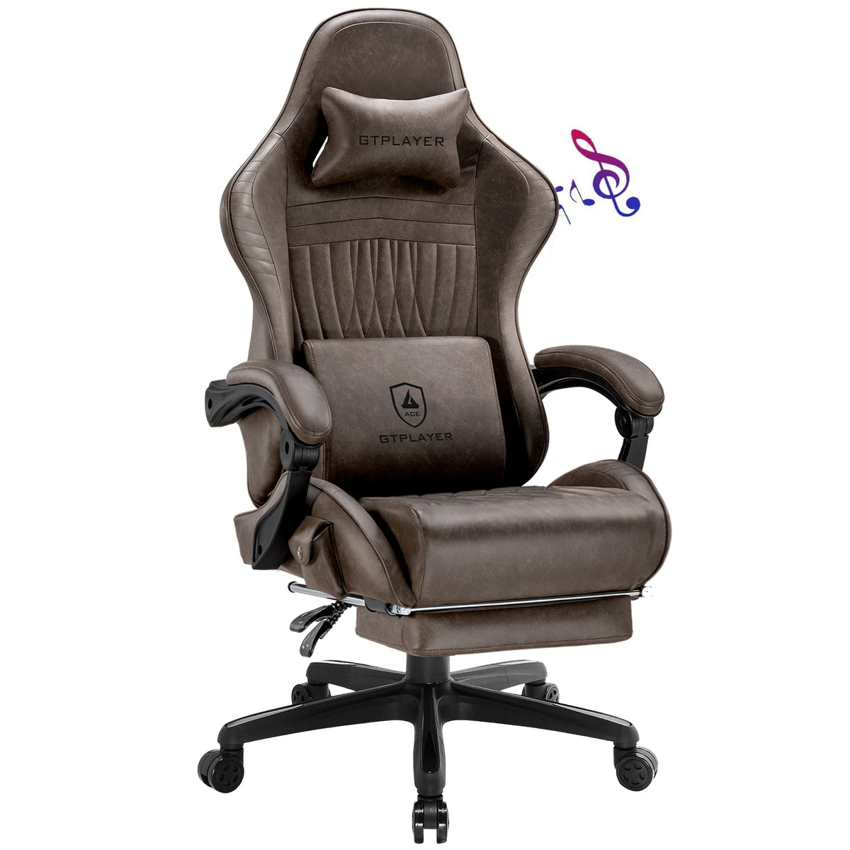GTPLAYER Ergonomic Gaming Chair With Adjustable Footrest And Speakers