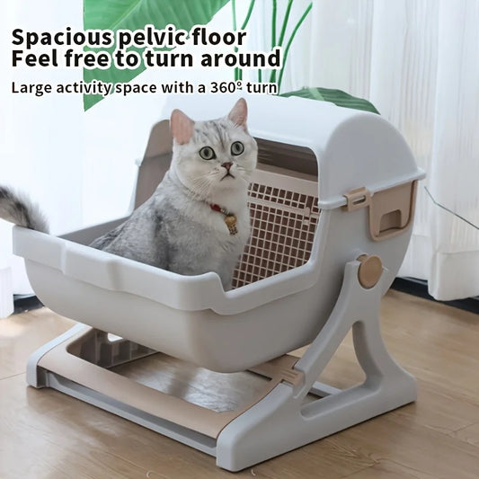Cat Litter Box With Leak-Proof Odor-Proof Durable Removable Grid